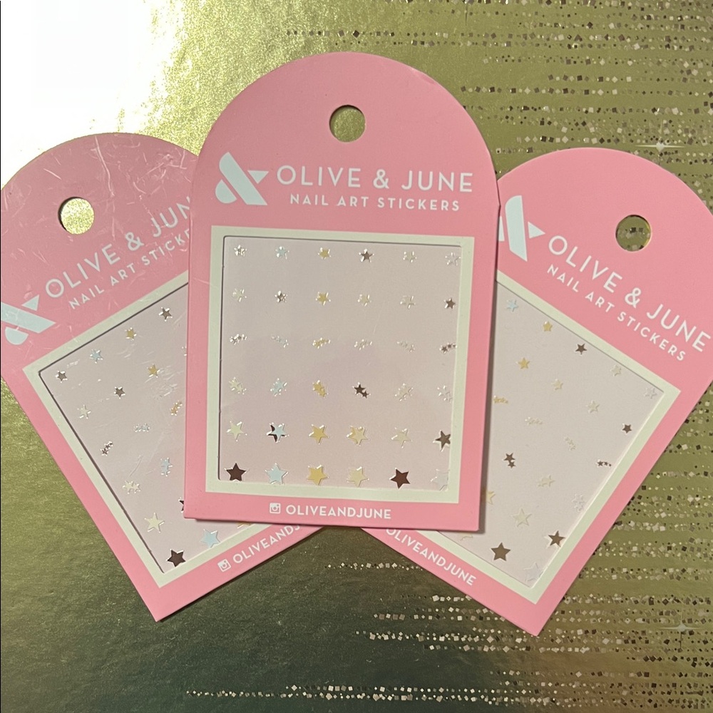 Olive & June Star Nail Art Stickers - Pink & Gold stars